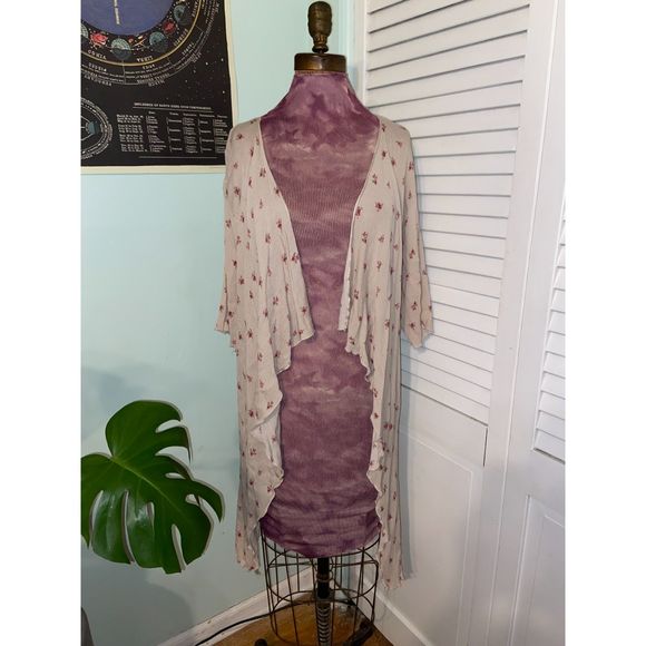 LuLaRoe Tops - LuLaRoe Tan Long Simply Comfortable Floral Kimono - Small